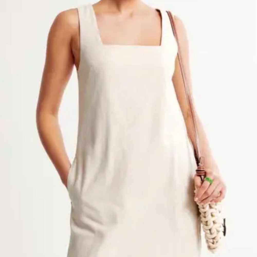Abercrombie & Fitch Beige Linen Sleeveless Dress